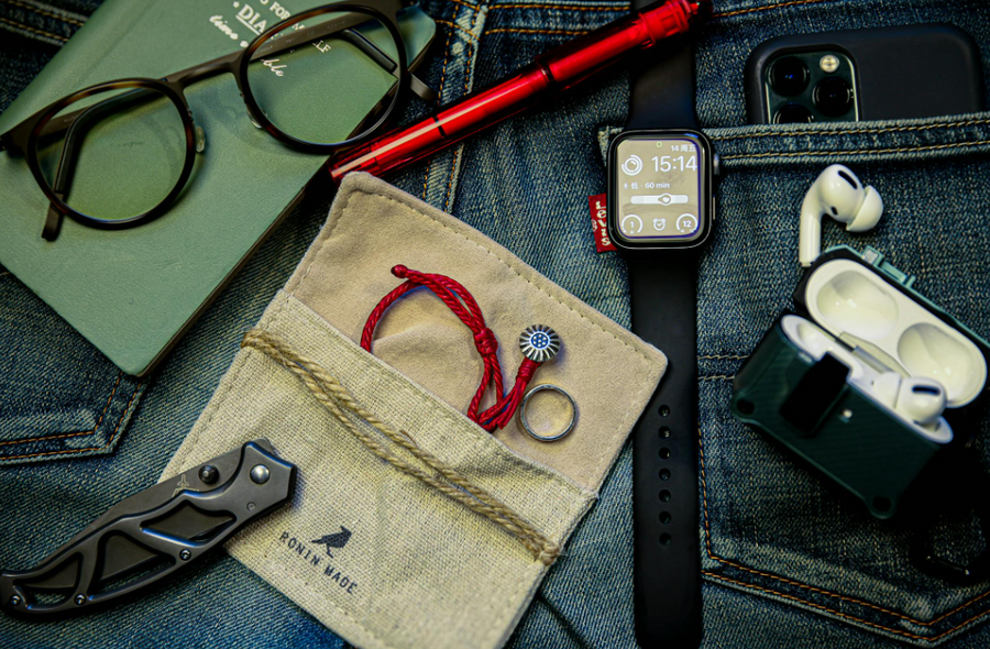 flatlay of everyday carry items