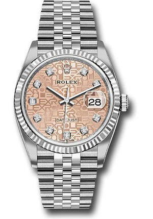 Rolex Steel Datejust 36 Watch - Fluted Bezel - Pink Jubilee Diamond Dial - Jubilee Bracelet - 2019 Release - 126234 pjdj