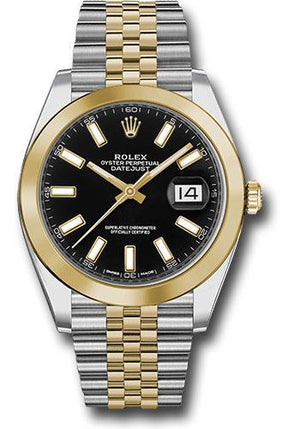Rolex Steel and Yellow Gold Rolesor Datejust 41 Watch - Smooth Bezel - Black Index Dial - Jubilee Bracelet - 126303 bkij