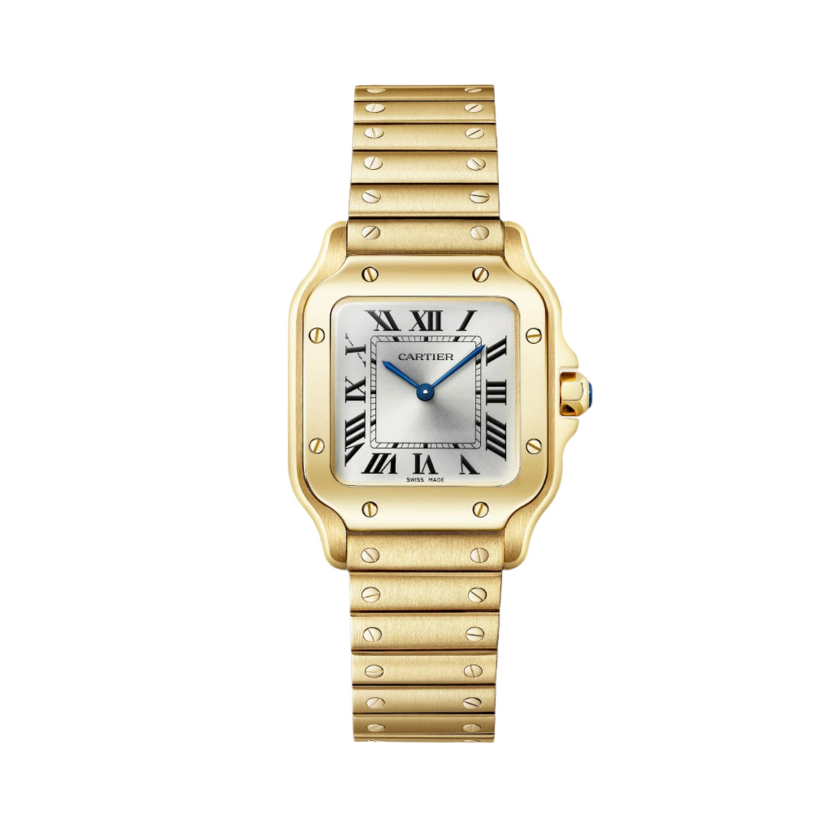 Cartier Santos De Cartier Small Model 27mm - Yellow Gold - Silver Dial Ref. # WGSA0107