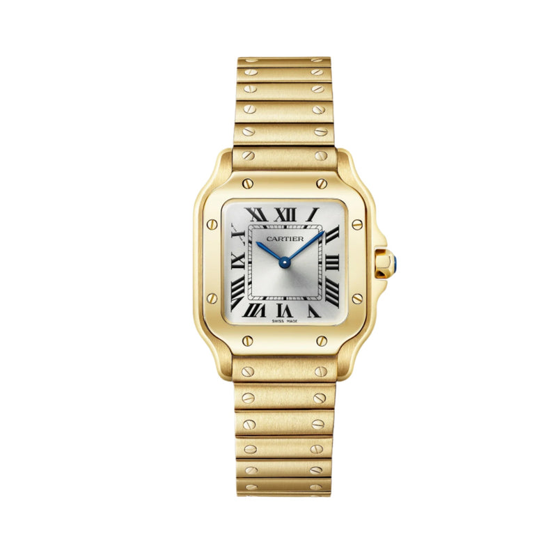 Cartier Santos De Cartier Small Model 27mm - Yellow Gold - Silver Dial Ref. # WGSA0107