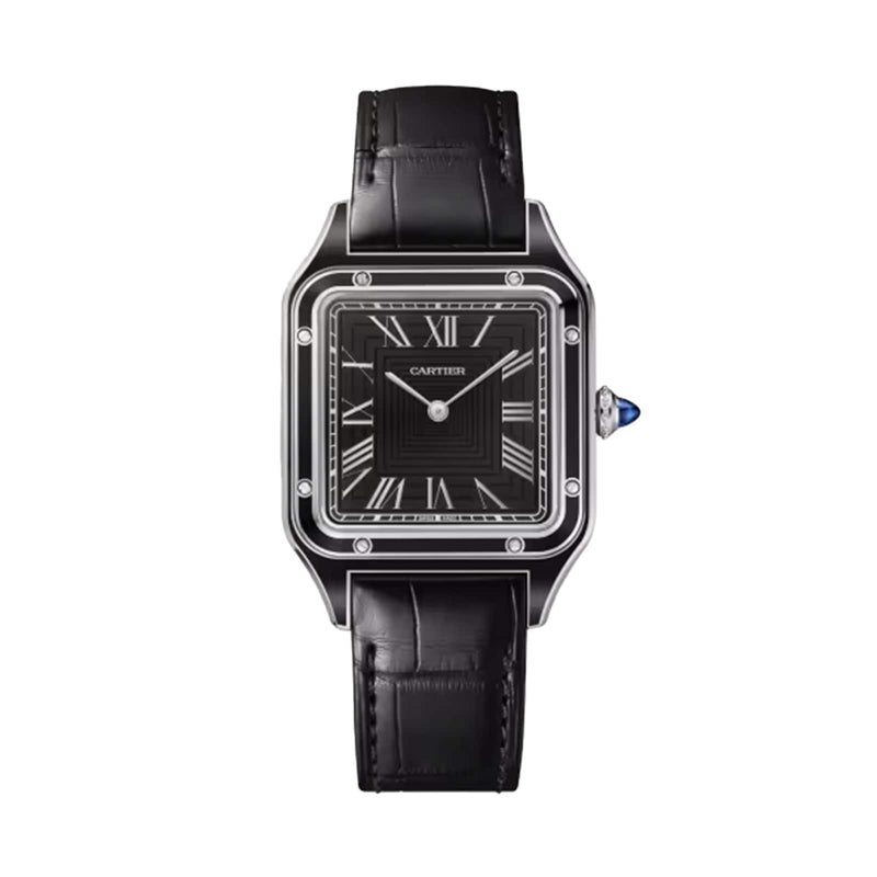 Cartier Santos-Dumont Large Model 31.5mm - Steel - Black Dial Ref. # WSSA0046