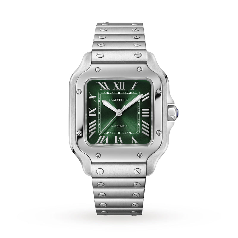 Cartier Santos de Cartier Medium Model 35mm - Steel - Green Dial Ref. # WSSA0061