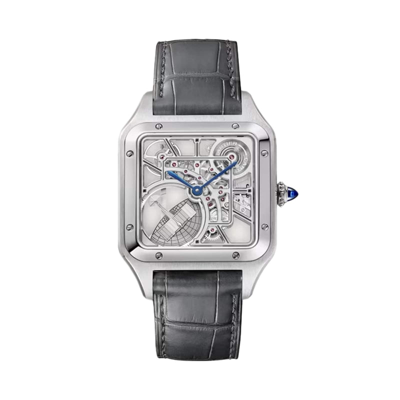 Cartier Santos-Dumont Skeleton with Micro-Rotor Large Model 31mm - Steel - Silver Dial Ref. # WHSA0032