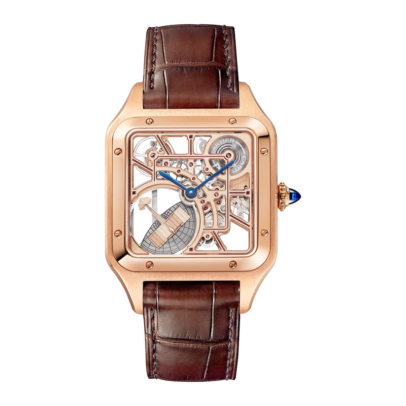 Cartier Santos-Dumont Skeleton with Micro-Rotor 31mm - Rose Gold - Ivory Dial Ref. # WHSA0030