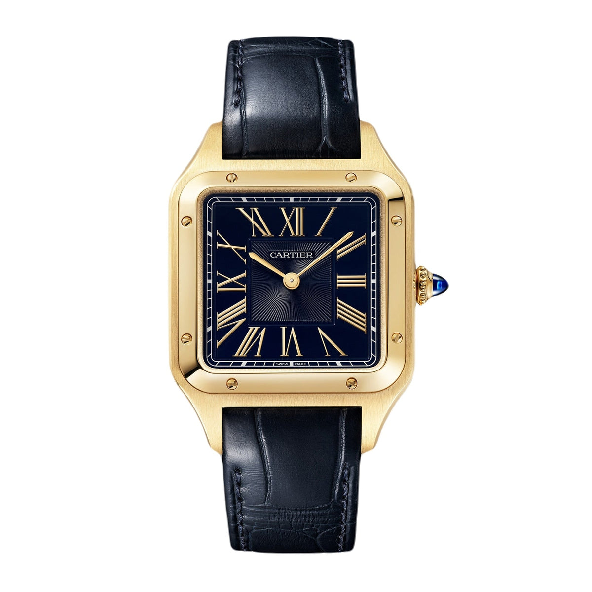 Cartier Santos-Dumont Large Model 31.5mm - Yellow Gold - Blue Dial Ref. # WGSA0115