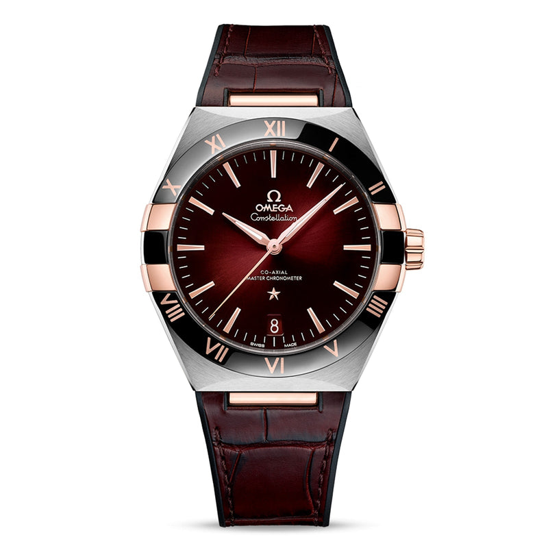 Omega Constellation 41mm - Two-Tone Steel & 18K Rose Gold - Red Dial Ref. # 131.23.41.21.11.001