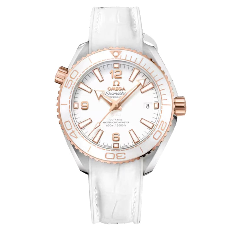 Omega Seamaster Planet Ocean 600M 39.5mm - Two-Tone Steel & 18K Rose Gold - White Dial Ref. # 215.23.40.20.04.001