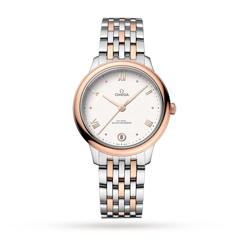 Omega De Ville Prestige 34mm - Two-Tone Steel & 18K Rose Gold - White Dial Ref. # 434.20.34.20.02.001