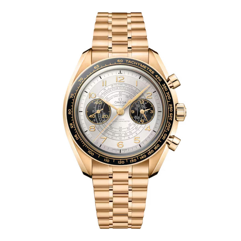 Omega Speedmaster Chronoscope Paris 2024 Olympics 43mm - Yellow Gold - Silver Dial Ref. # 522.60.43.51.02.001