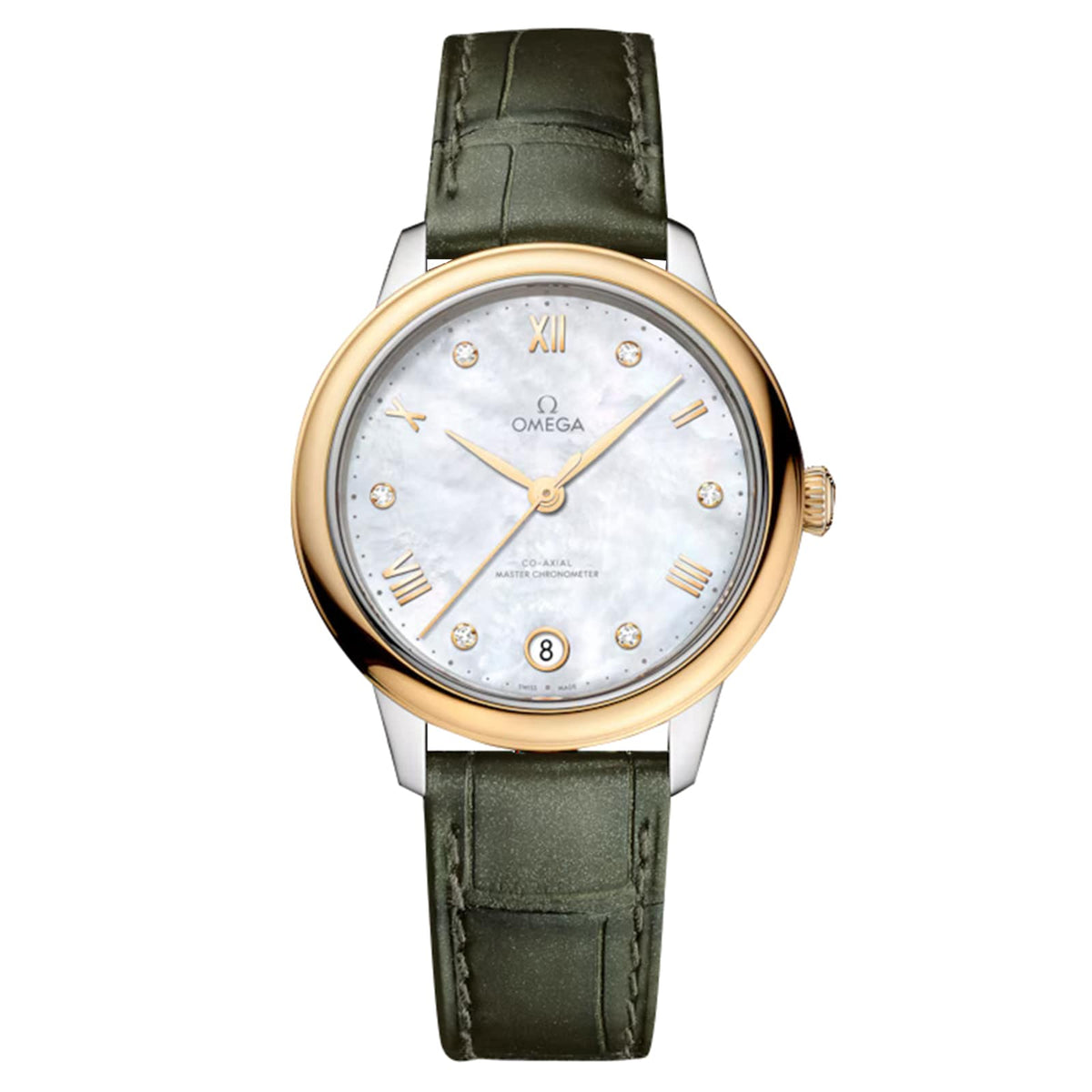 Omega De Ville Prestige 34mm - Two-Tone Steel & 18K Yellow Gold - Diamond White Mother of Pearl Dial Ref. # 434.23.34.20.55.002