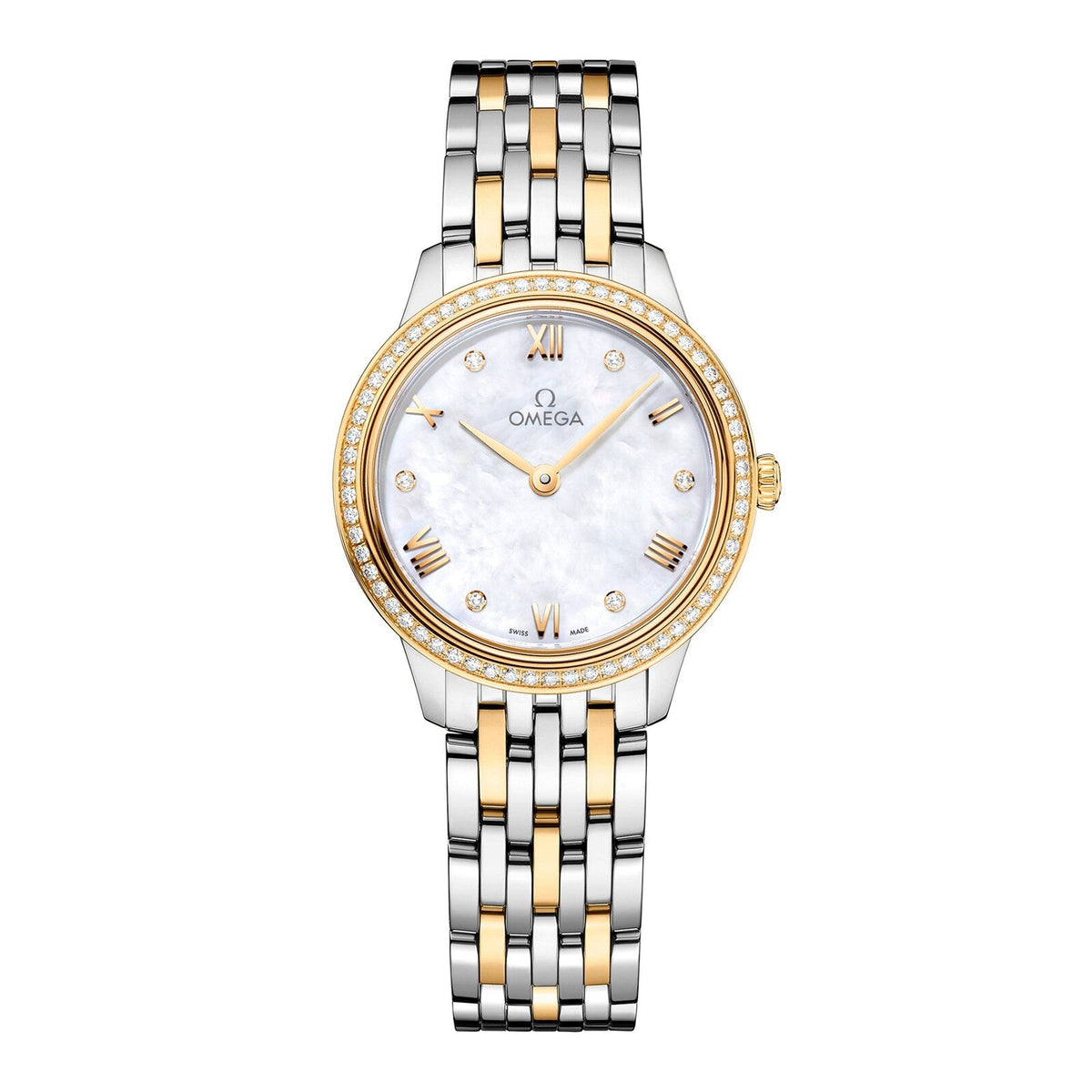 Omega De Ville Prestige 27.5mm - Two-Tone Steel & 18K Yellow Gold - Diamond White Mother of Pearl Dial Ref. # 434.25.28.60.55.001