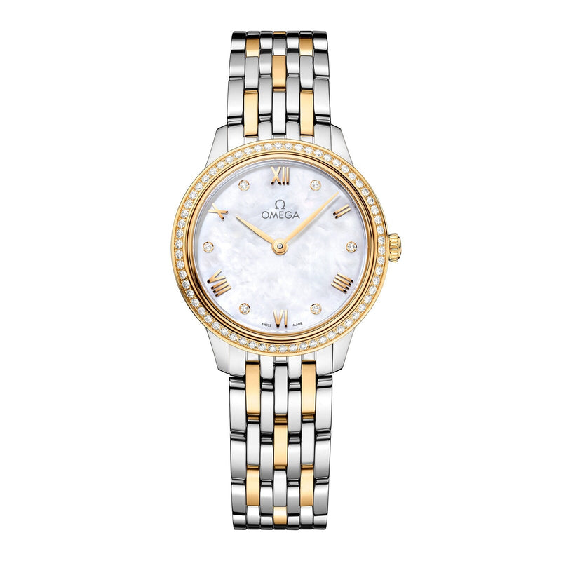 Omega De Ville Prestige 27.5mm - Two-Tone Steel & 18K Yellow Gold - Diamond White Mother of Pearl Dial Ref. # 434.25.28.60.55.001