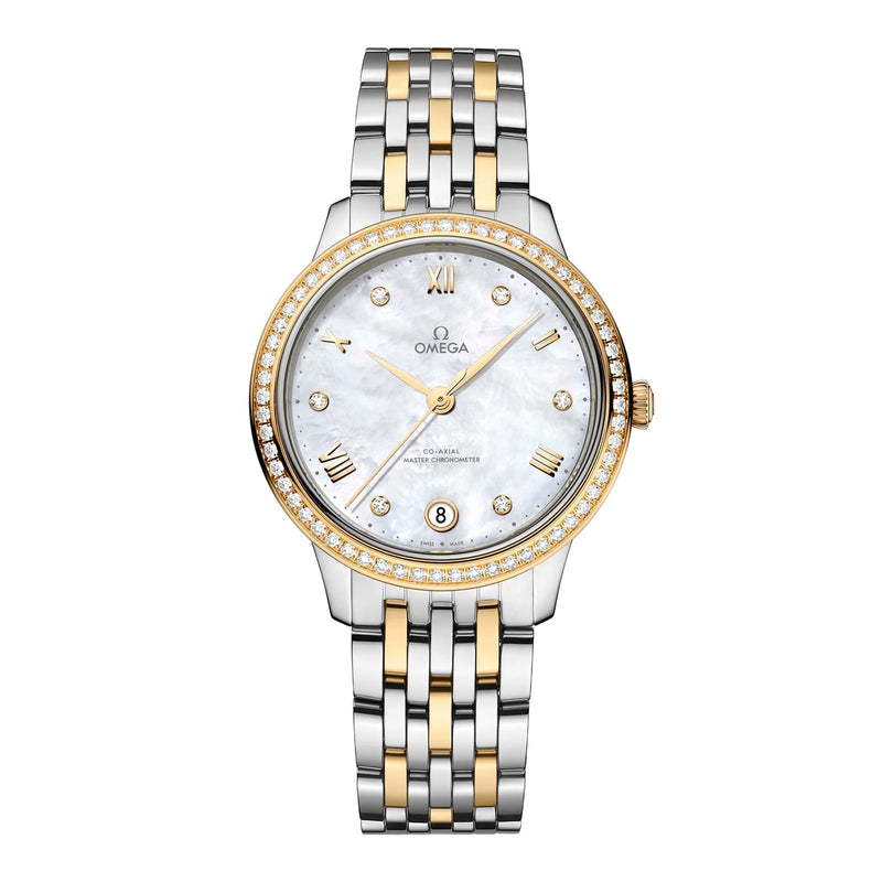 Omega De Ville Prestige 34mm - Two-Tone Steel & 18K Yellow Gold - Diamond White Dial Ref. # 434.25.34.20.55.002
