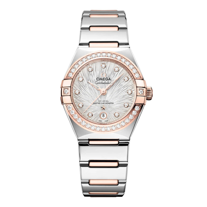Omega Constellation 29mm - Two-Tone Steel & 18K Rose Gold - Sunbeam Diamond Silver Dial Ref. # 131.25.29.20.52.003