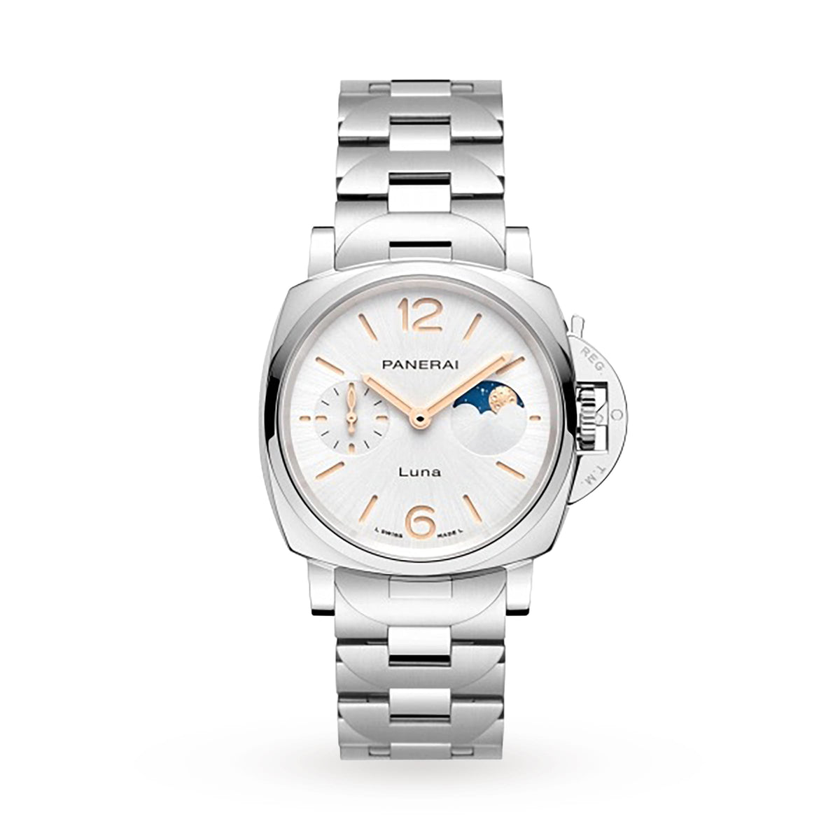 Panerai Luminor Due LunaStainless Steel 38mm - Steel - White Dial Ref. # PAM01301