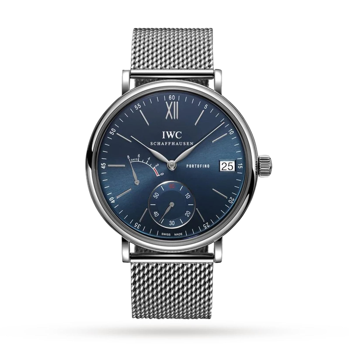 IWC Portofino Hand-Wound Eight Days 45mm - Steel - Blue Dial Ref. # IW510116