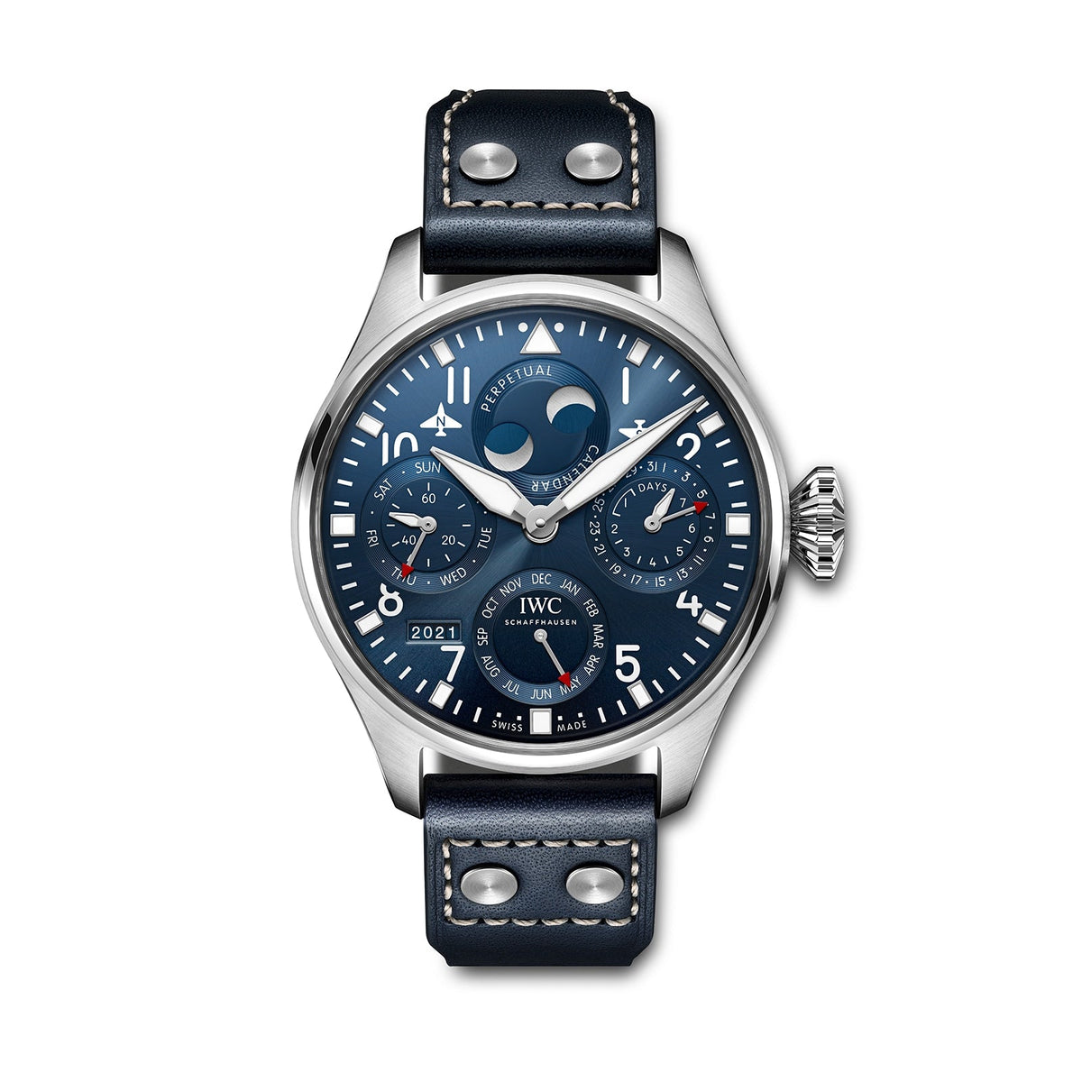 IWC Big Pilot's Watch Perpetual Calendar 46.5mm - Steel - Blue Dial Ref. # IW503605