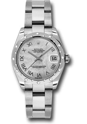 Rolex Steel and White Gold Datejust 31 Watch - 24 Diamond Bezel - Mother-Of-Pearl Roman Dial - Oyster Bracelet - 178344 mro