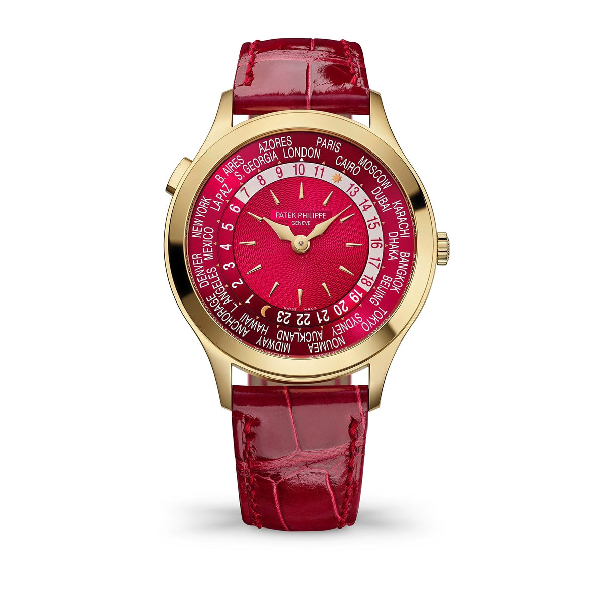 Patek Philippe World Time 36mm - Yellow Gold - Red Dial Ref. # 7129J-001