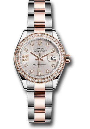 Rolex Steel and Everose Gold Rolesor Lady-Datejust 28 Watch - Diamond Bezel - Sundust Diamond Star Dial - Oyster Bracelet - 279381RBR su9dix8do