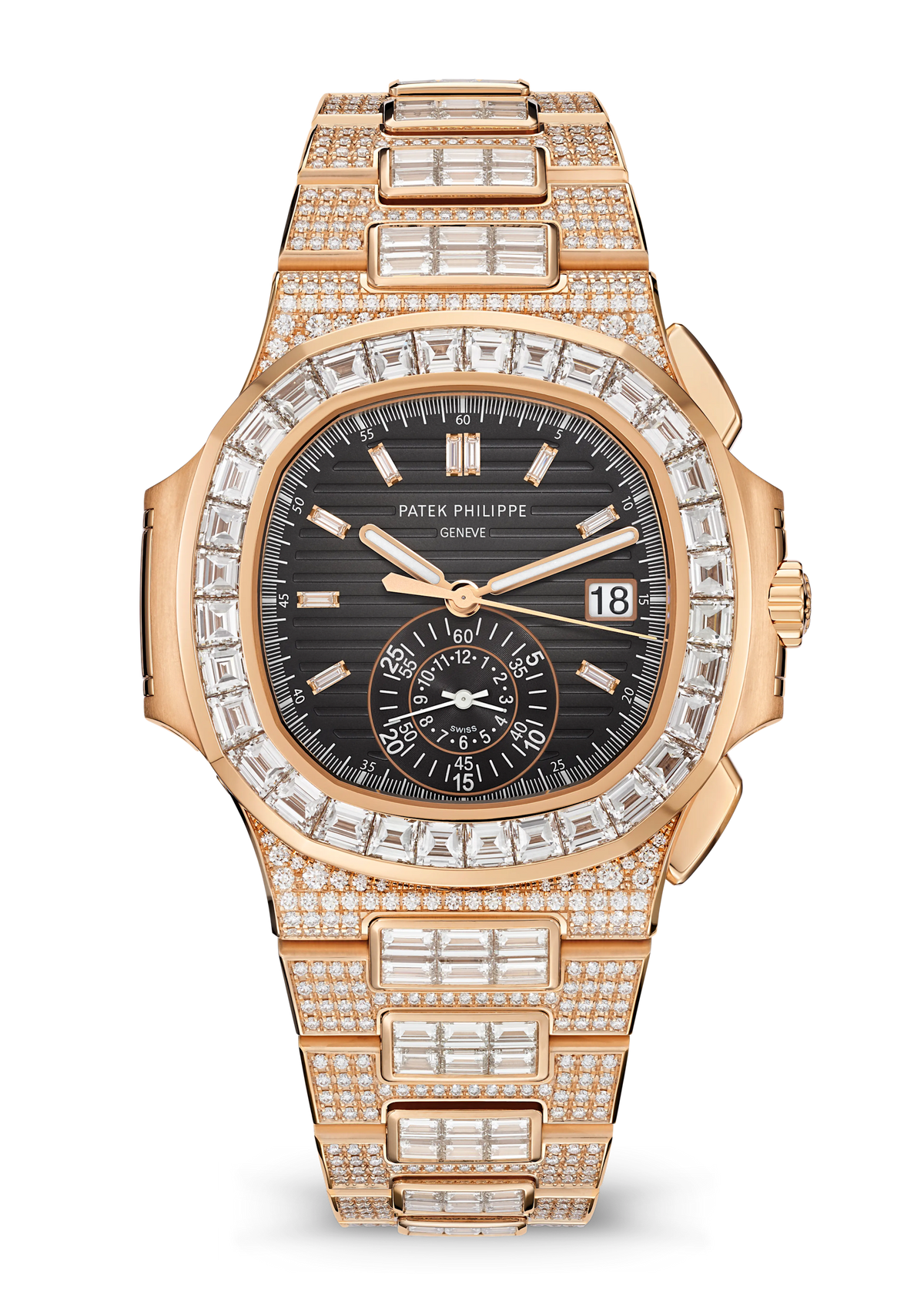 Patek Philippe Nautilus Flyback Chronograph - Rose Gold - Charcoal Diamond Dial Ref. # 5980/1400R-011