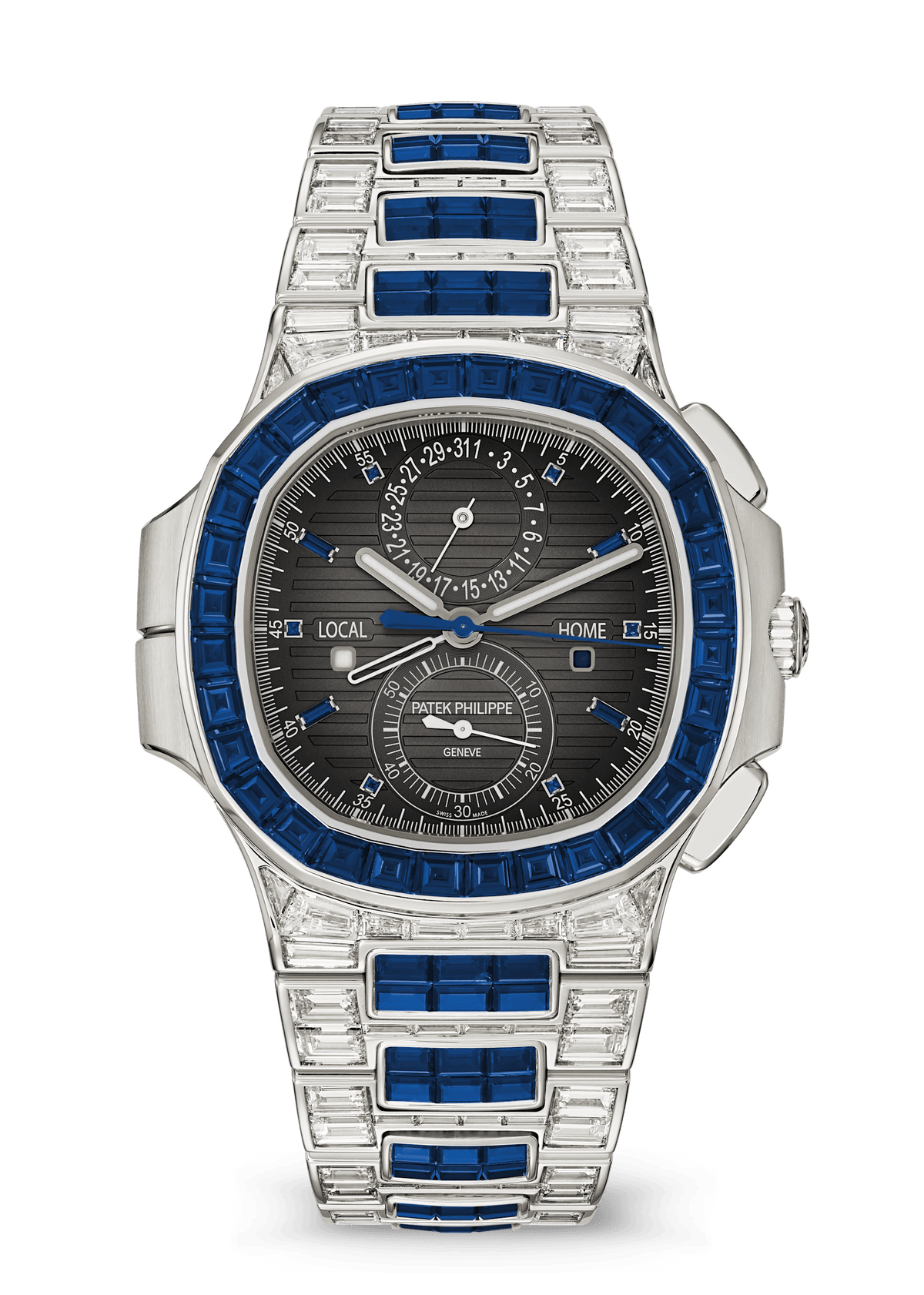 Patek Philippe Nautilus Travel Time Chronograph - White Gold - Charcoal Sapphire Dial Ref. # 5990/1421G-001