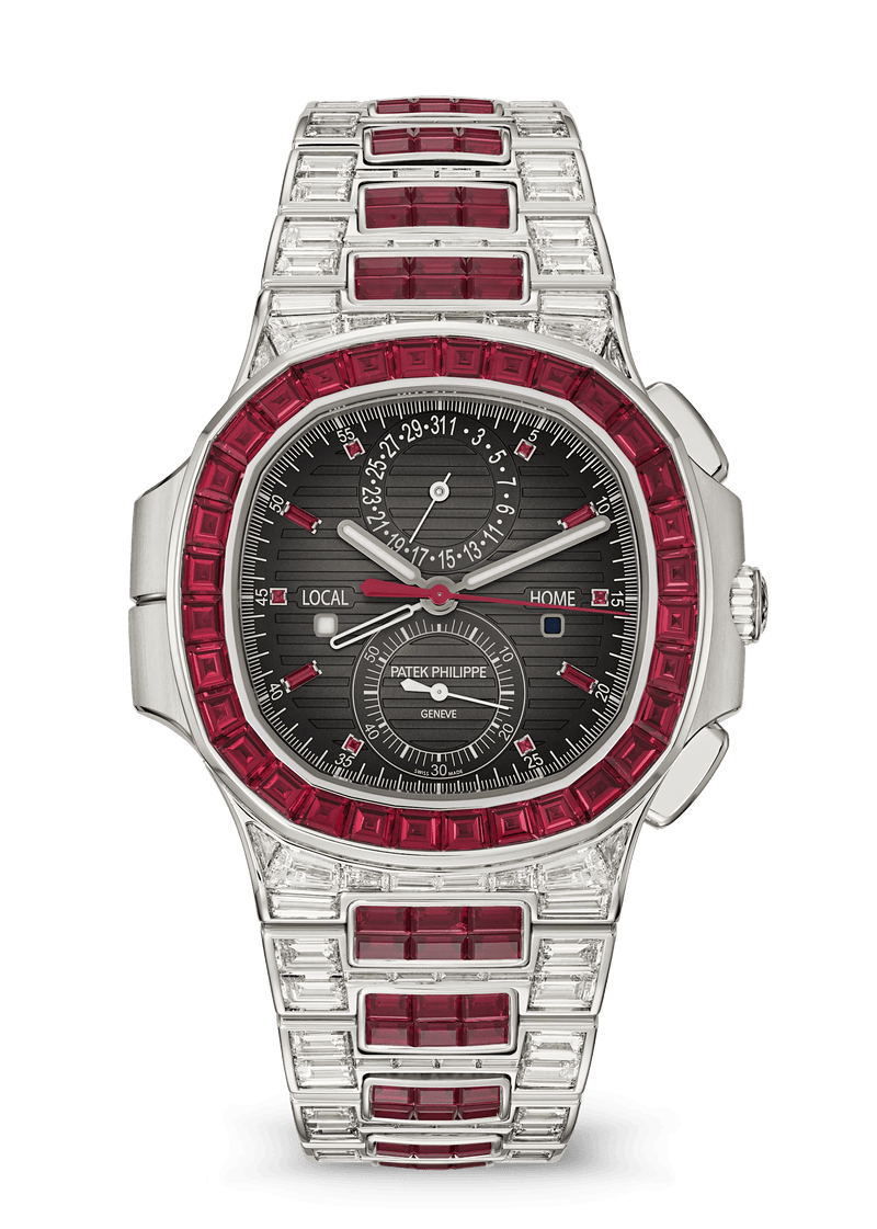 Patek Philippe Nautilus Travel Time Chronograph - White Gold - Charcoal Ruby Dial Ref. # 5990/1422G-001