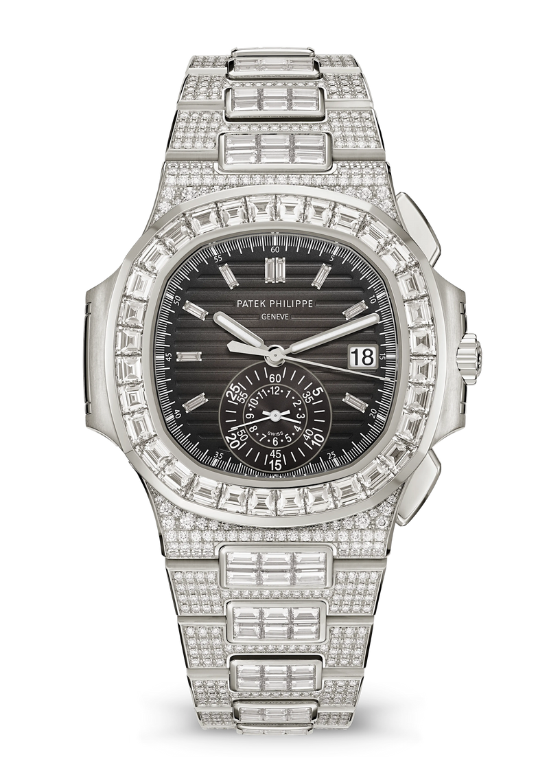 Patek Philippe Nautilus Flyback Chronograph - White Gold - Charcoal Diamond Dial Ref. # 5980/1400G-010