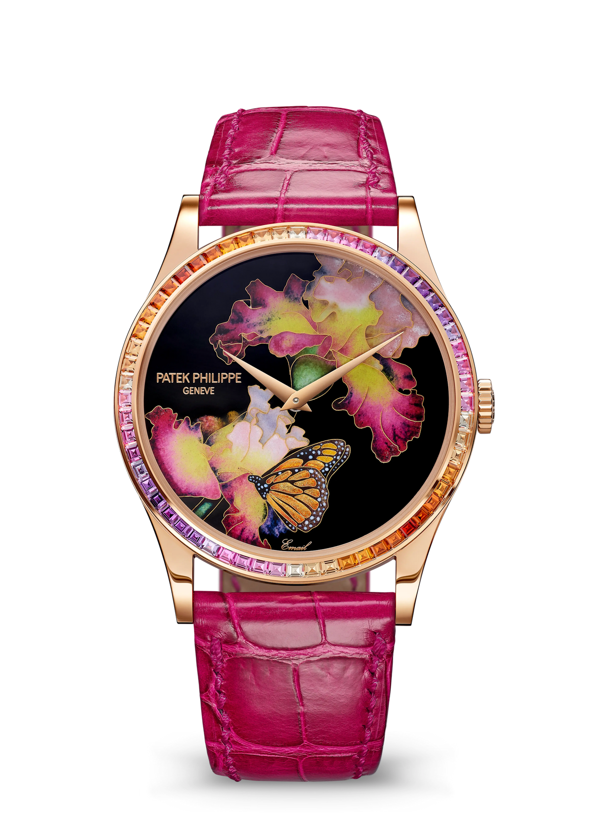 Patek Philippe Rare Handcrafts Calatrava “Pink Butterfly” - Rose Gold - Cloisonné Enamel Dial Ref. # 5077/356R-001
