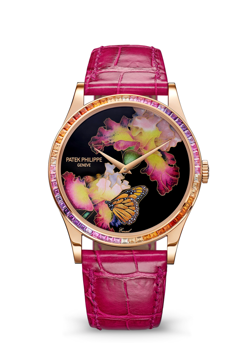 Patek Philippe Rare Handcrafts Calatrava “Pink Butterfly” - Rose Gold - Cloisonné Enamel Dial Ref. # 5077/356R-001
