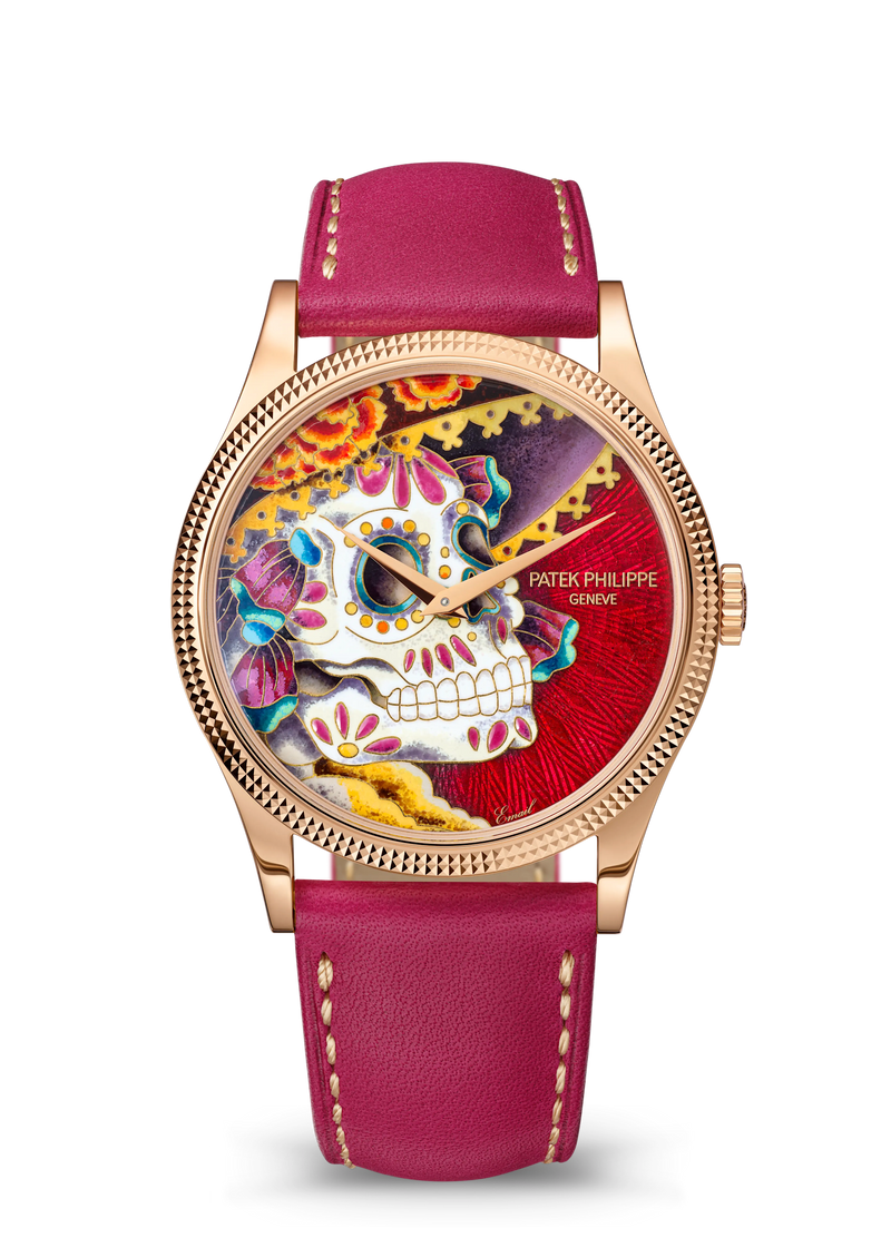 Patek Philippe Rare Handcrafts Calatrava “La Catrina” - Rose Gold - Cloisonné Enamel Dial Ref. # 5177R-001
