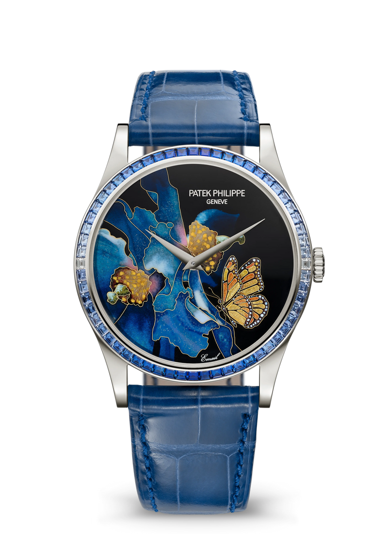 Patek Philippe Rare Handcrafts Calatrava “Blue Butterfly” - White Gold - Cloisonné Enamel Dial Ref. # 5077/357G-001