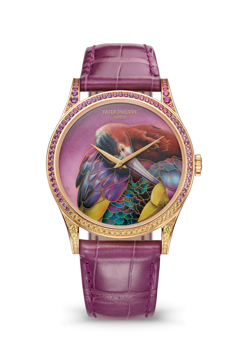 Patek Philippe Rare Handcrafts Calatrava “White-Faced Ibis” - Rose Gold - Miniature-Painted Enamel Dial Ref. # 5077/213R-001