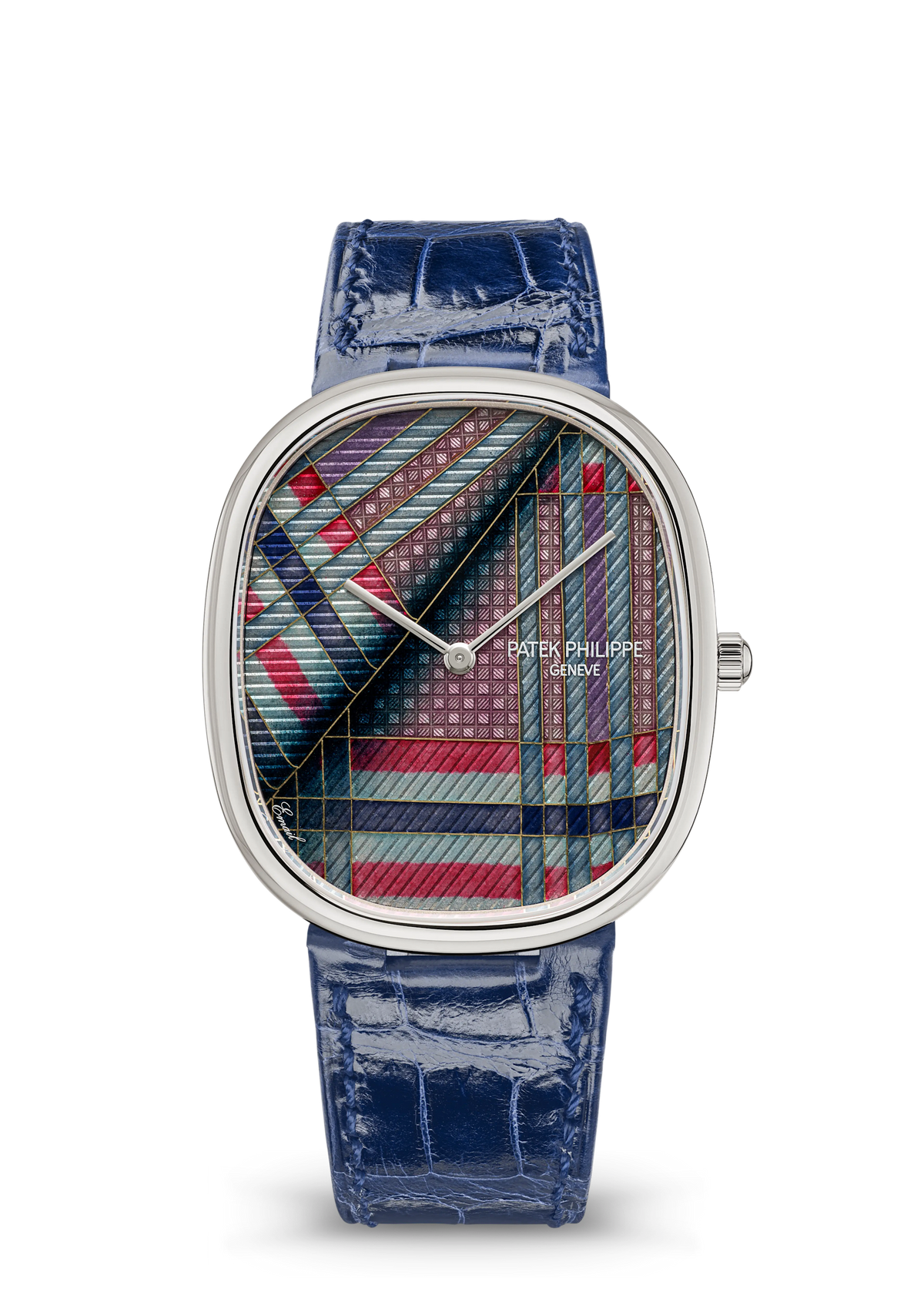 Patek Philippe Rare Handcrafts Golden Ellipse “Blue Tartan” - White Gold - Cloisonné Enamel Dial Ref. # 5738/50G-045