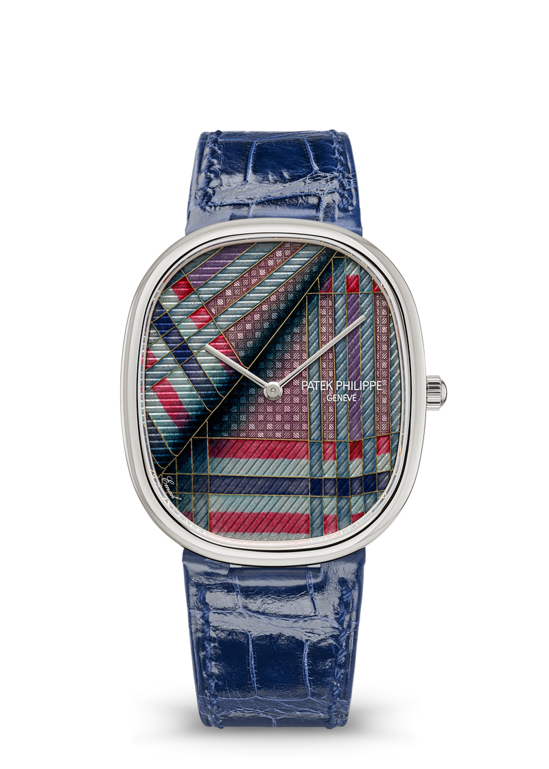 Patek Philippe Rare Handcrafts Golden Ellipse “Blue Tartan” - White Gold - Cloisonné Enamel Dial Ref. # 5738/50G-045