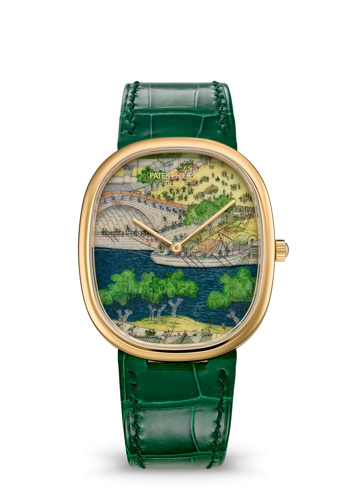 Patek Philippe Rare Handcrafts Golden Ellipse “Festivities by the River” - Yellow Gold - Miniature-Painted Enamel Dial Ref. # 5738/50J-015