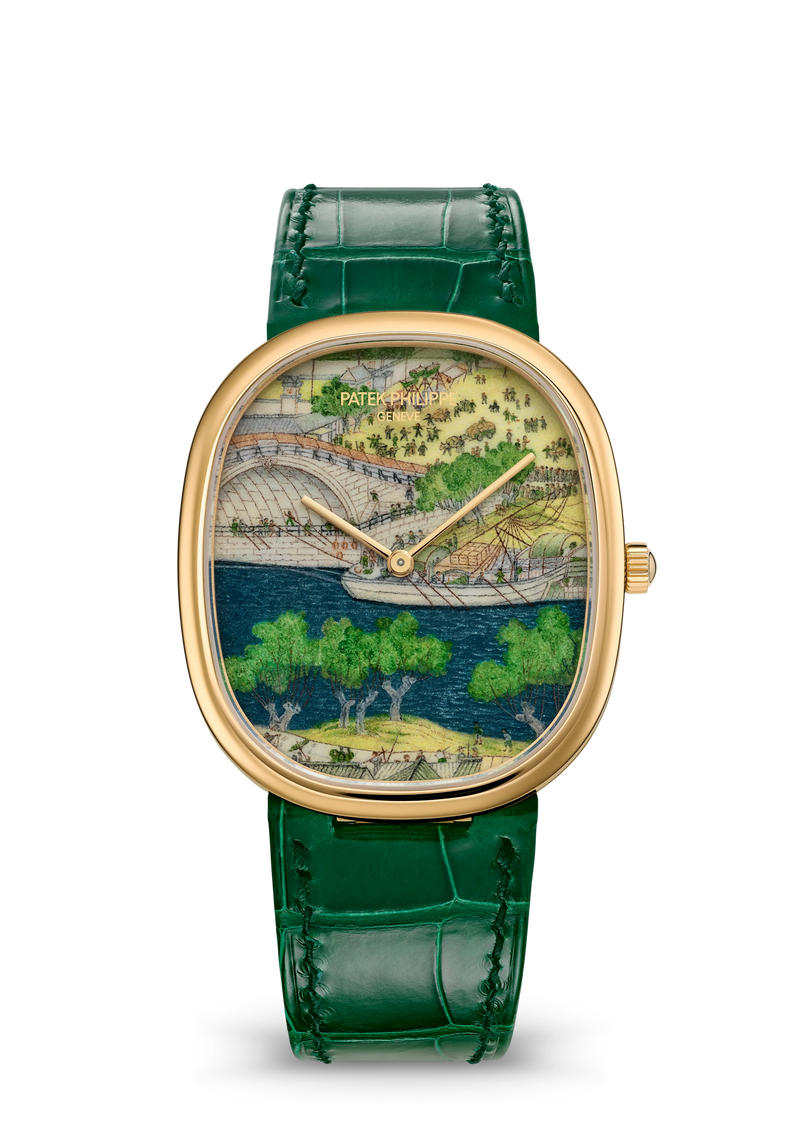 Patek Philippe Rare Handcrafts Golden Ellipse “Festivities by the River” - Yellow Gold - Miniature-Painted Enamel Dial Ref. # 5738/50J-015