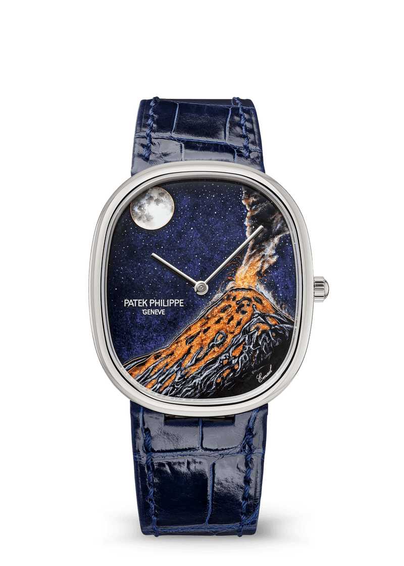 Patek Philippe Rare Handcrafts Golden Ellipse “Fuego Volcano” - White Gold - Miniature-Painted Enamel Dial Ref. # 5738/50G-044