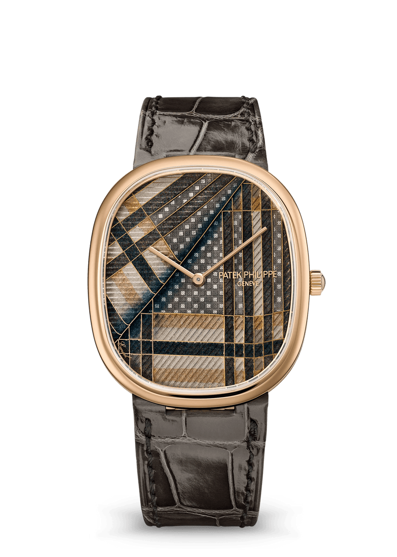 Patek Philippe Rare Handcrafts Golden Ellipse “Beige Tartan” - Rose Gold - Cloisonné Enamel Dial Ref. # 5738/50R-022