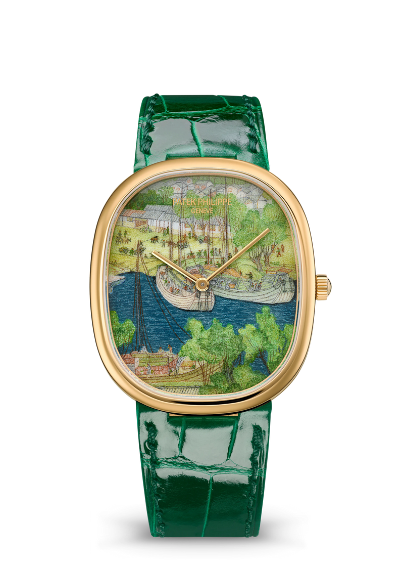 Patek Philippe Rare Handcrafts Golden Ellipse “Boats in the Port” - Yellow Gold - Miniature-Painted Enamel Dial Ref. # 5738/50J-016