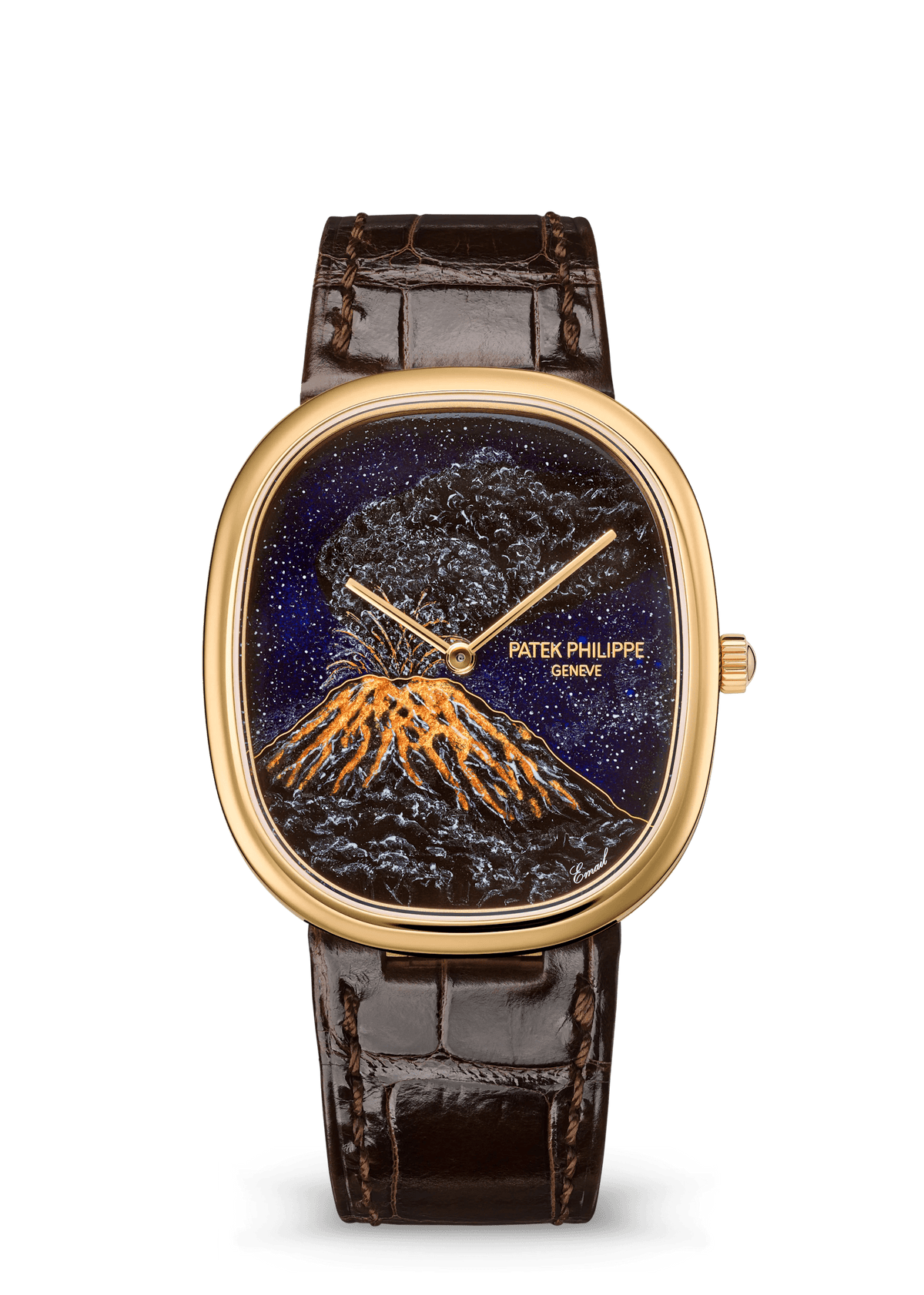 Patek Philippe Rare Handcrafts Golden Ellipse “Mount Merapi” - Yellow Gold - Miniature-Painted Enamel Dial Ref. # 5738/50J-010