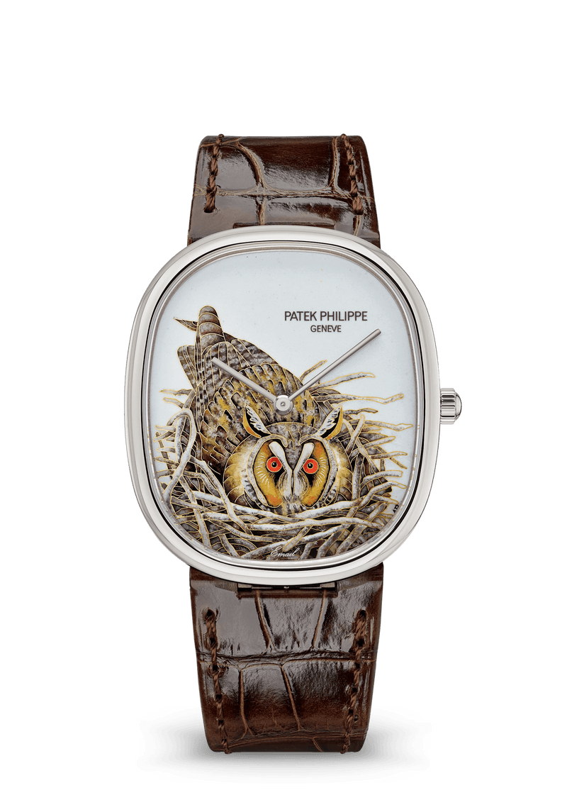 Patek Philippe Rare Handcrafts Golden Ellipse “Brown Owl” - White Gold - Miniature-Painted Enamel Dial Ref. # 5738/50G-049