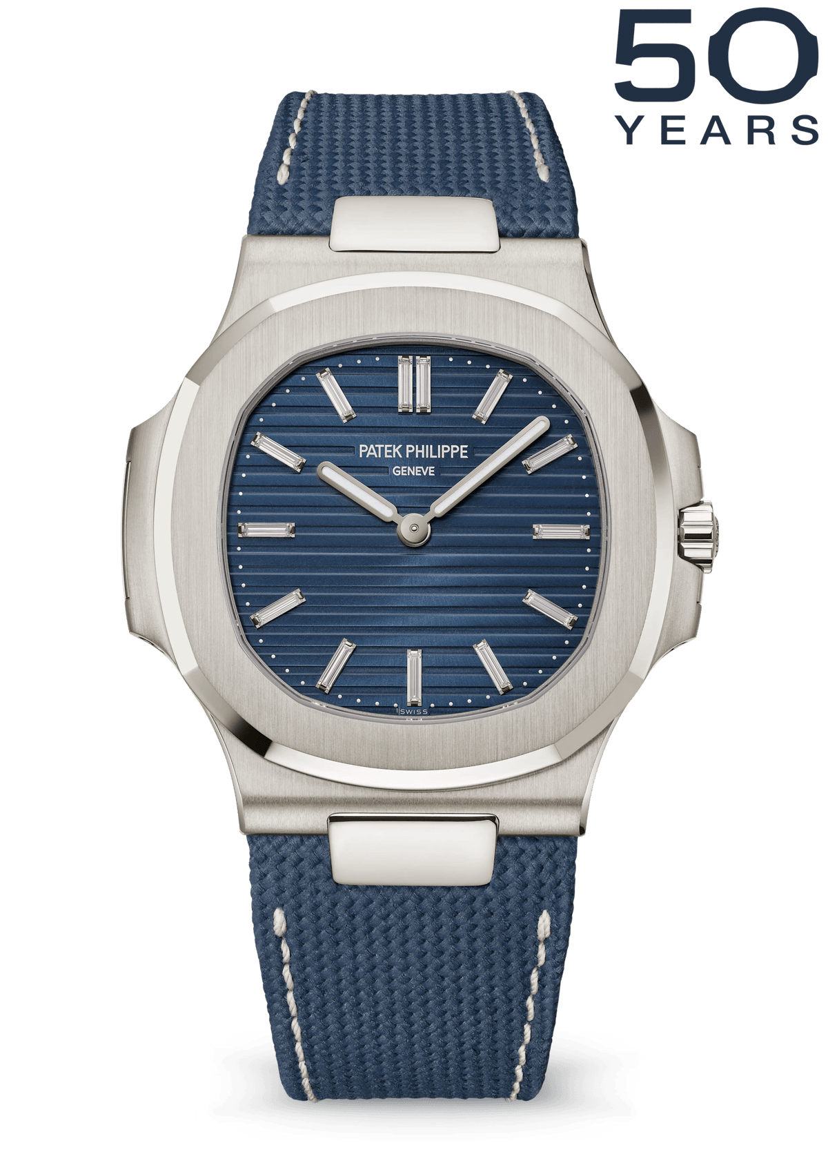 Patek Philippe Nautilus Self-Winding - White Gold - Blue Diamond Dial - Strap Ref. # 5810G-001