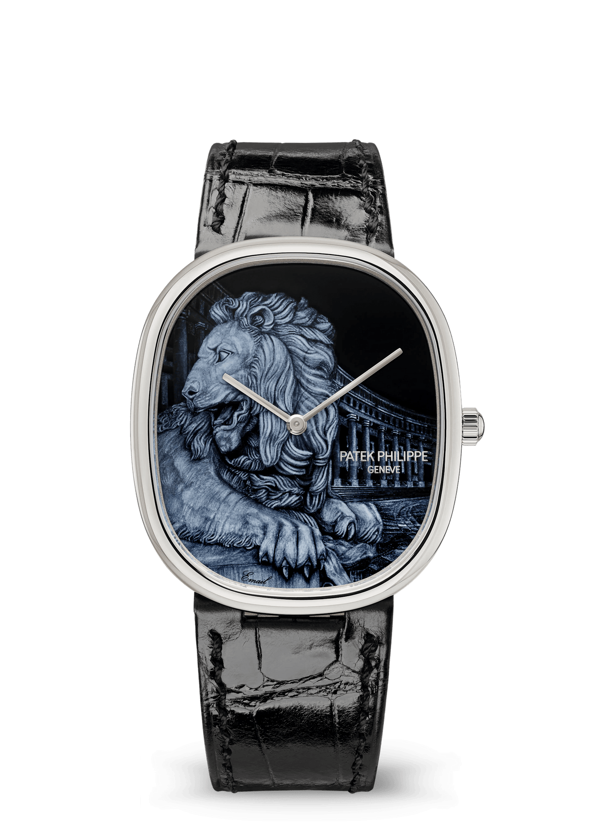 Patek Philippe Rare Handcrafts Golden Ellipse “Crouching Lion” - White Gold - Grisaille Enamel Dial Ref. # 5738/50G-039