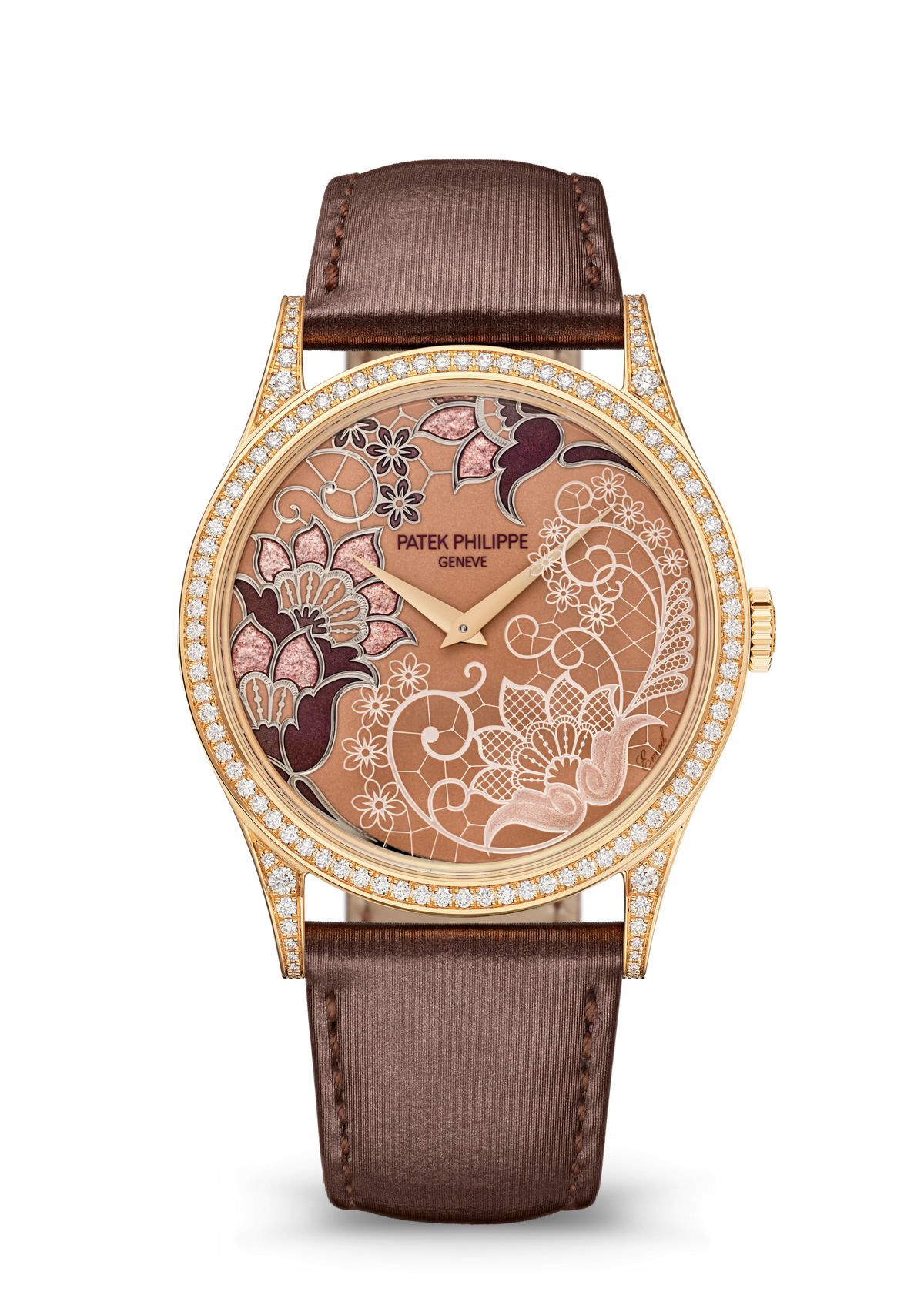 Patek Philippe Rare Handcrafts Calatrava “Lacework in Pink” - Rose Gold - Champlevé Enamel Dial Ref. # 5077/100R-069