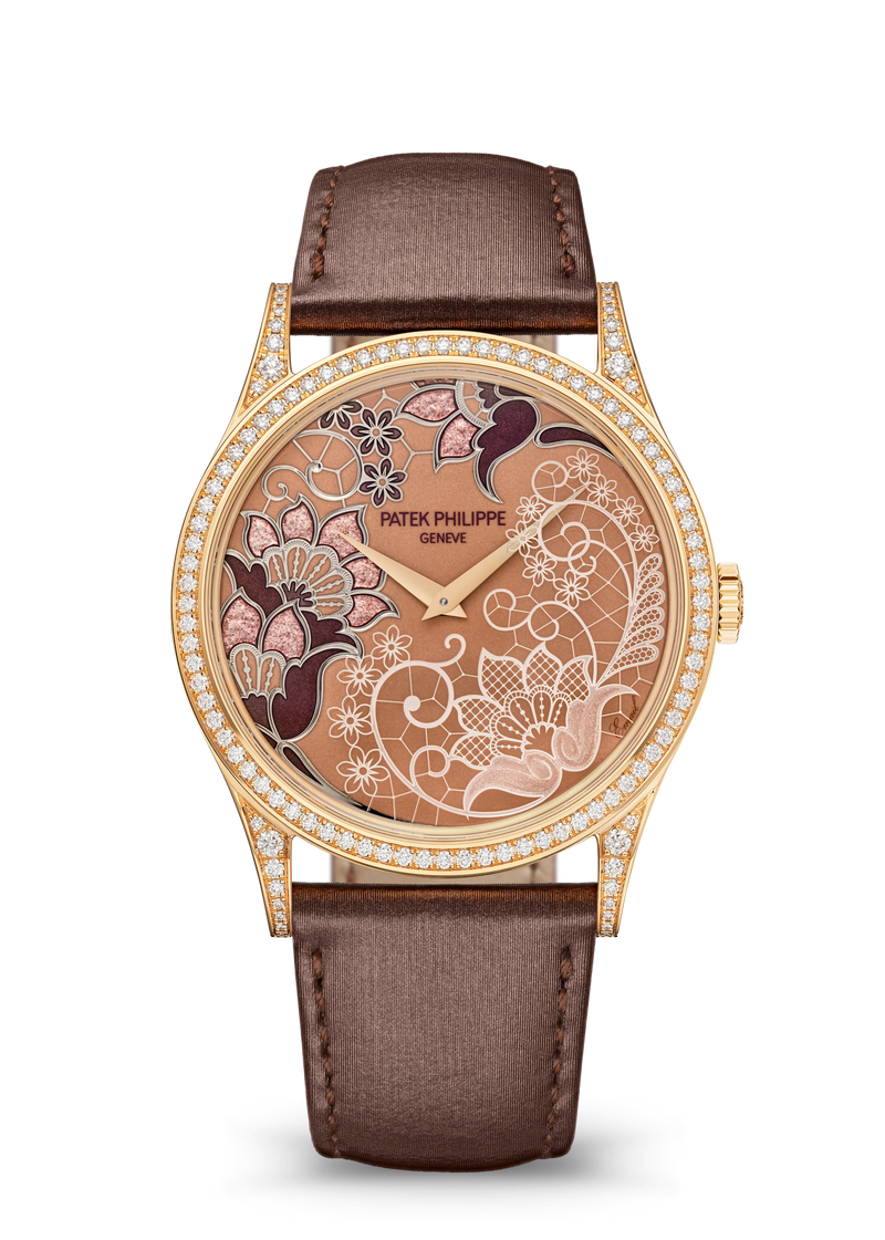 Patek Philippe Rare Handcrafts Calatrava “Lacework in Pink” - Rose Gold - Champlevé Enamel Dial Ref. # 5077/100R-069