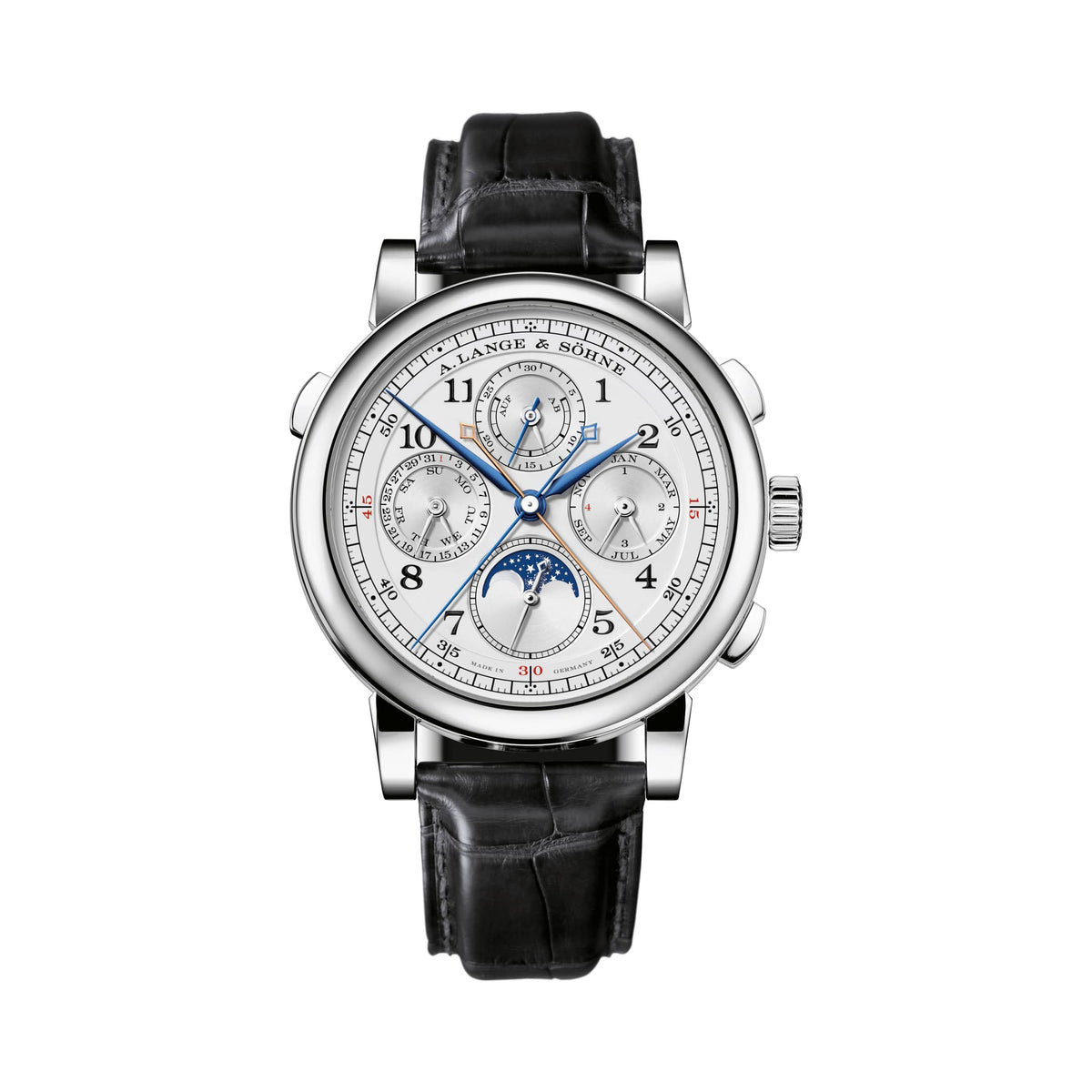 A. Lange & Söhne 1815 Rattrapante Perpetual Calendar - Platinum - Silver Dial Ref. # 421.025