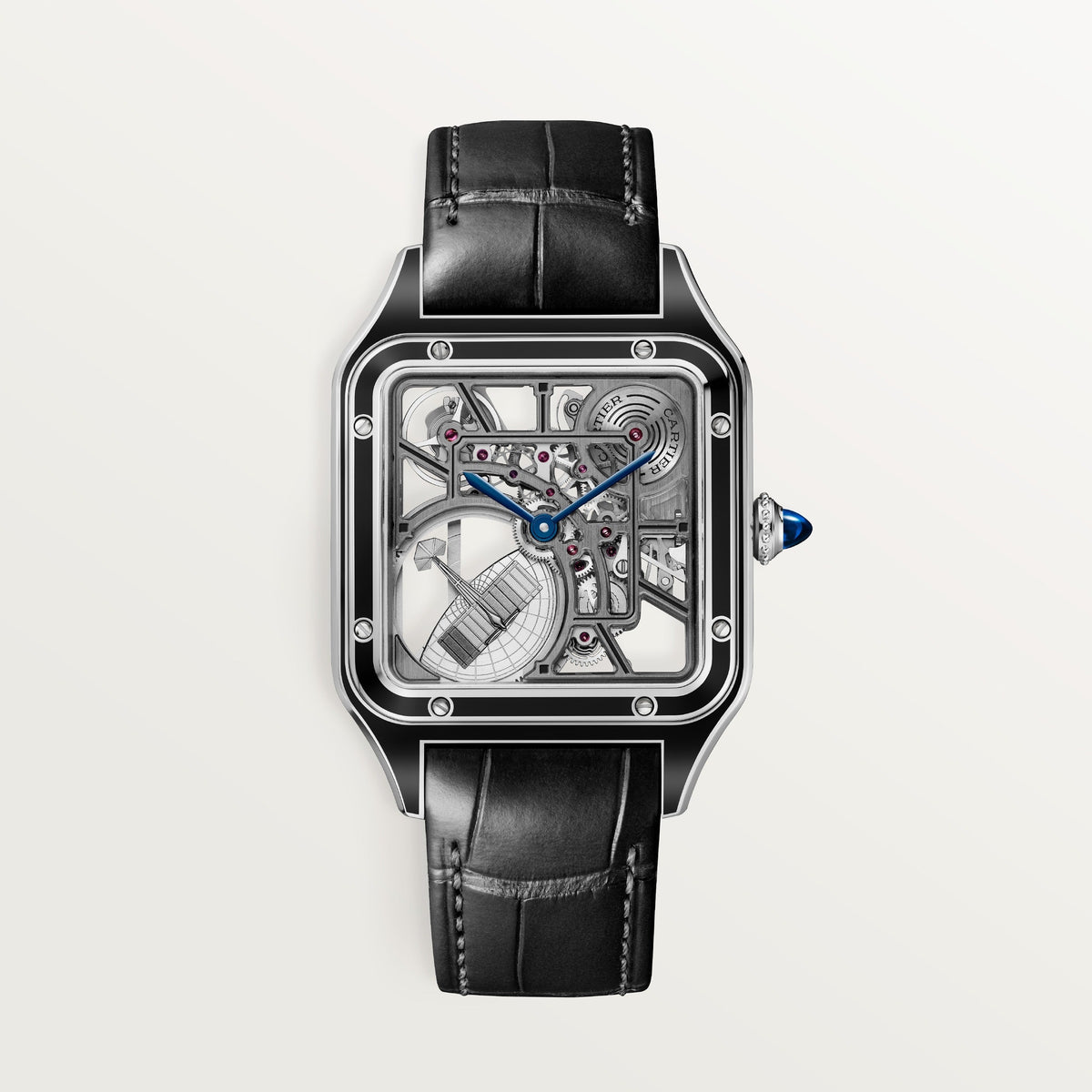 Cartier Santos-dumont Skeleton Equipped with A Micro-rotor Large Model - Steel Ref. # WHSA0044