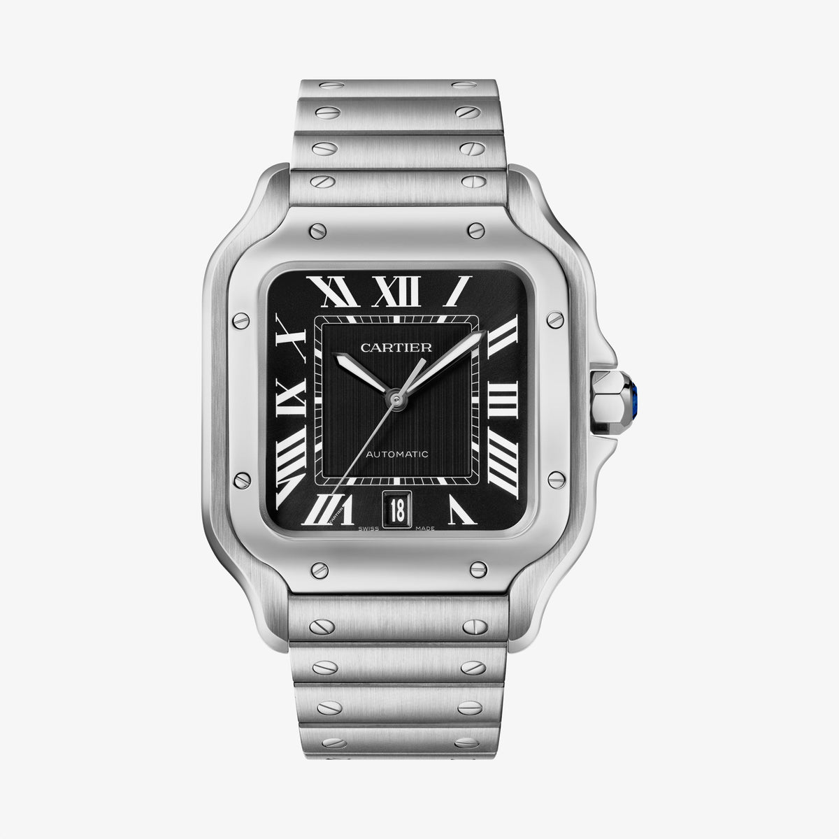Cartier Santos De Cartier Large Model - Steel - Black Dial Ref. # WSSA0096